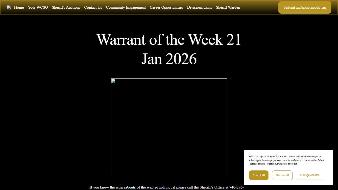 Warrant of the Week 21 Jan 2026 — Washington County Sheriff's Office-Ohio