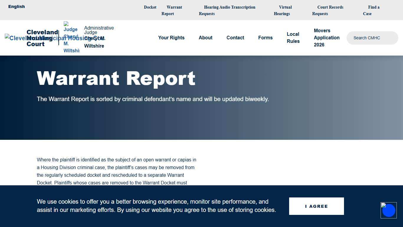 Warrant Report Cleveland Housing Court